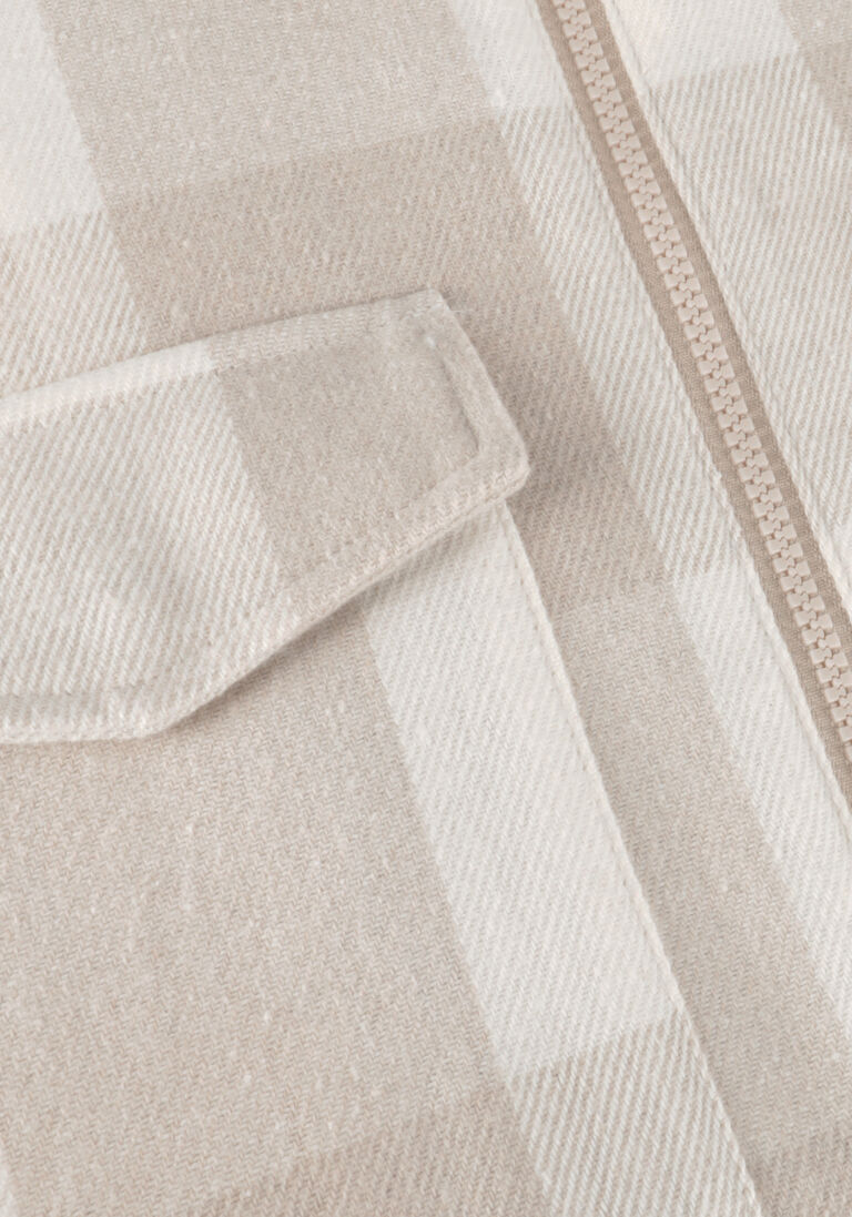 PUREWHITE zand purewhite overshirt check shirt with zipper at front and pockets at chest