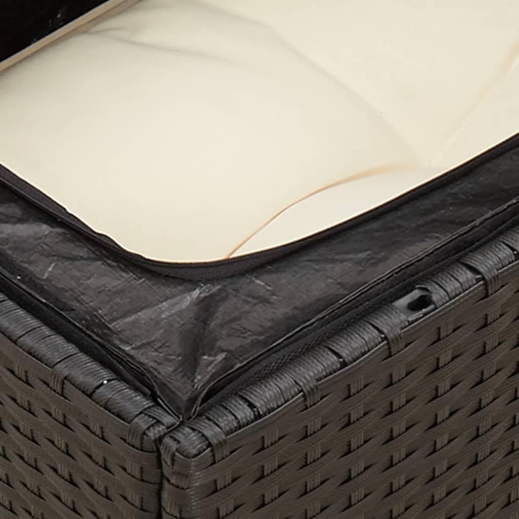 vidaXL Gartensofa mit Kissen 3-Sitzer, Sofa mit Staufach unter Sitzfläche, Terrassensofa mit abnehmbarem waschbarem Bezug, Gartenmöbel Terrassenmöbel, Schwarz Poly Rattan