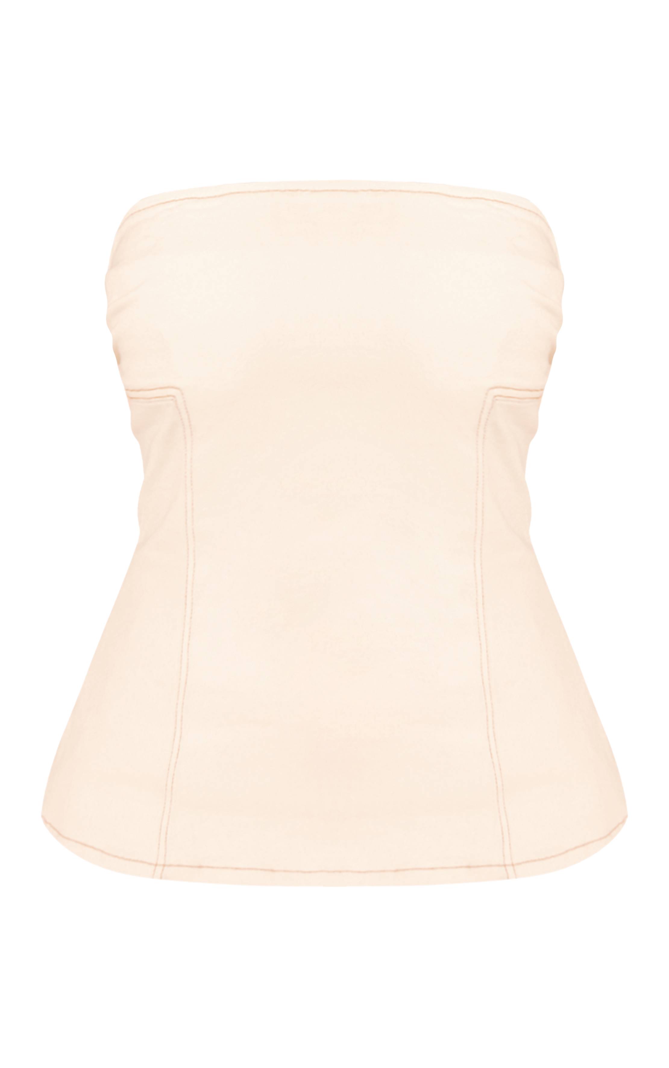 Ecru Top Peplum En Denim Stretch Froncé À La Poitrine Shape
