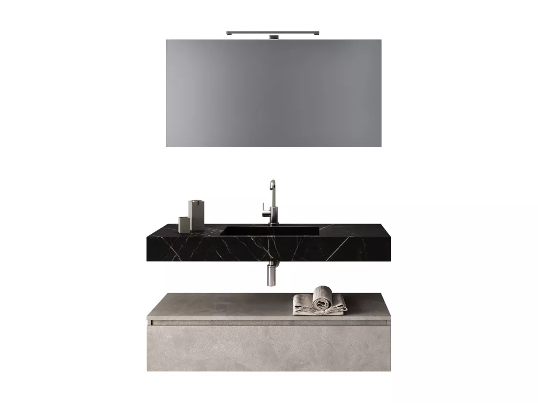 Ensemble de salle de bain 5 pièces ASTRA noir graphite/havane pierre