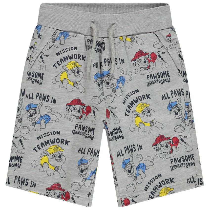 Bermuda en molleton imprimé fantaisie Pat Patrouille pour garçon - Gris clair