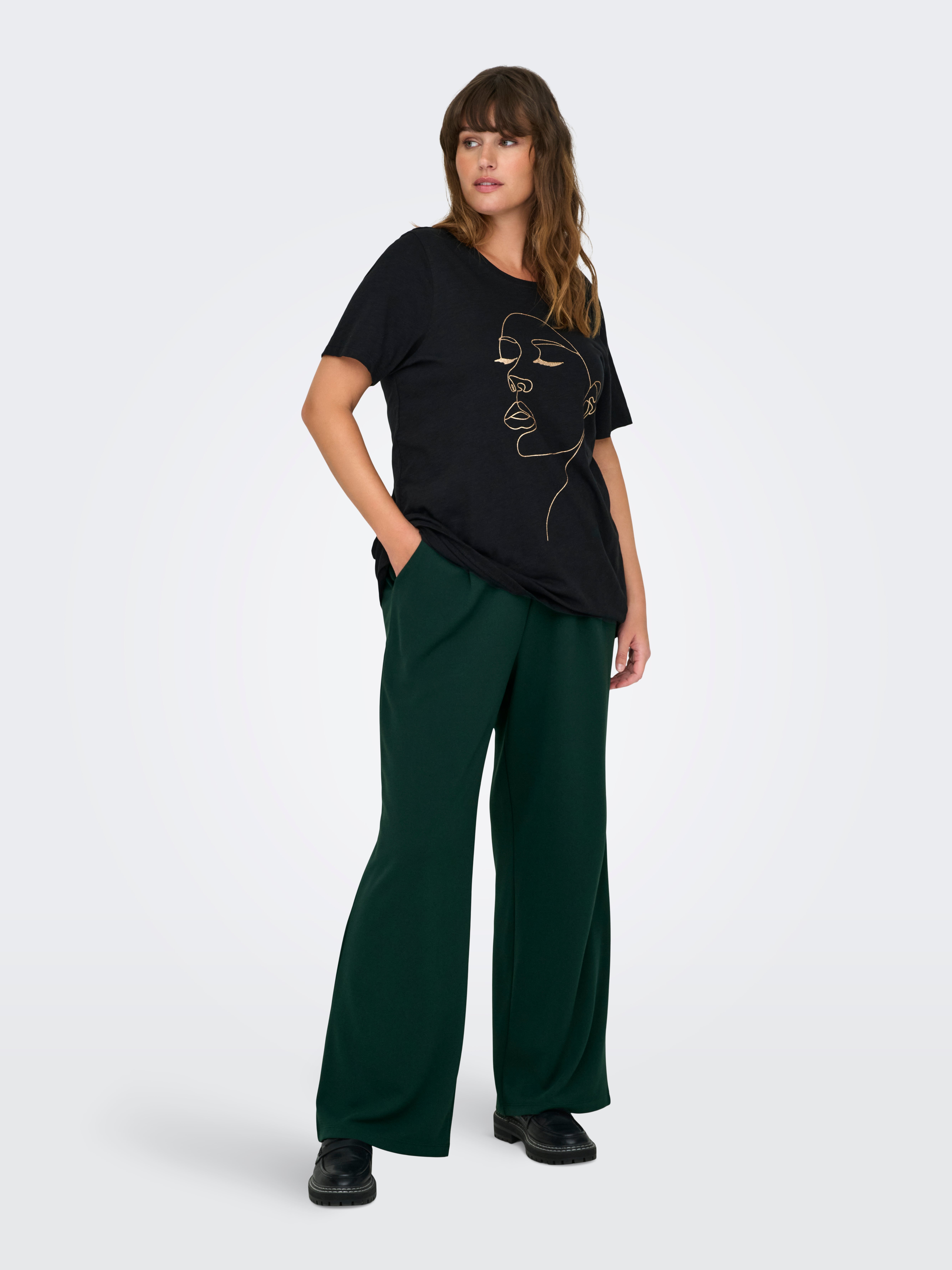 CARSANIA Normal geschnitten Hose mit weitem Beinschnitt Scarab