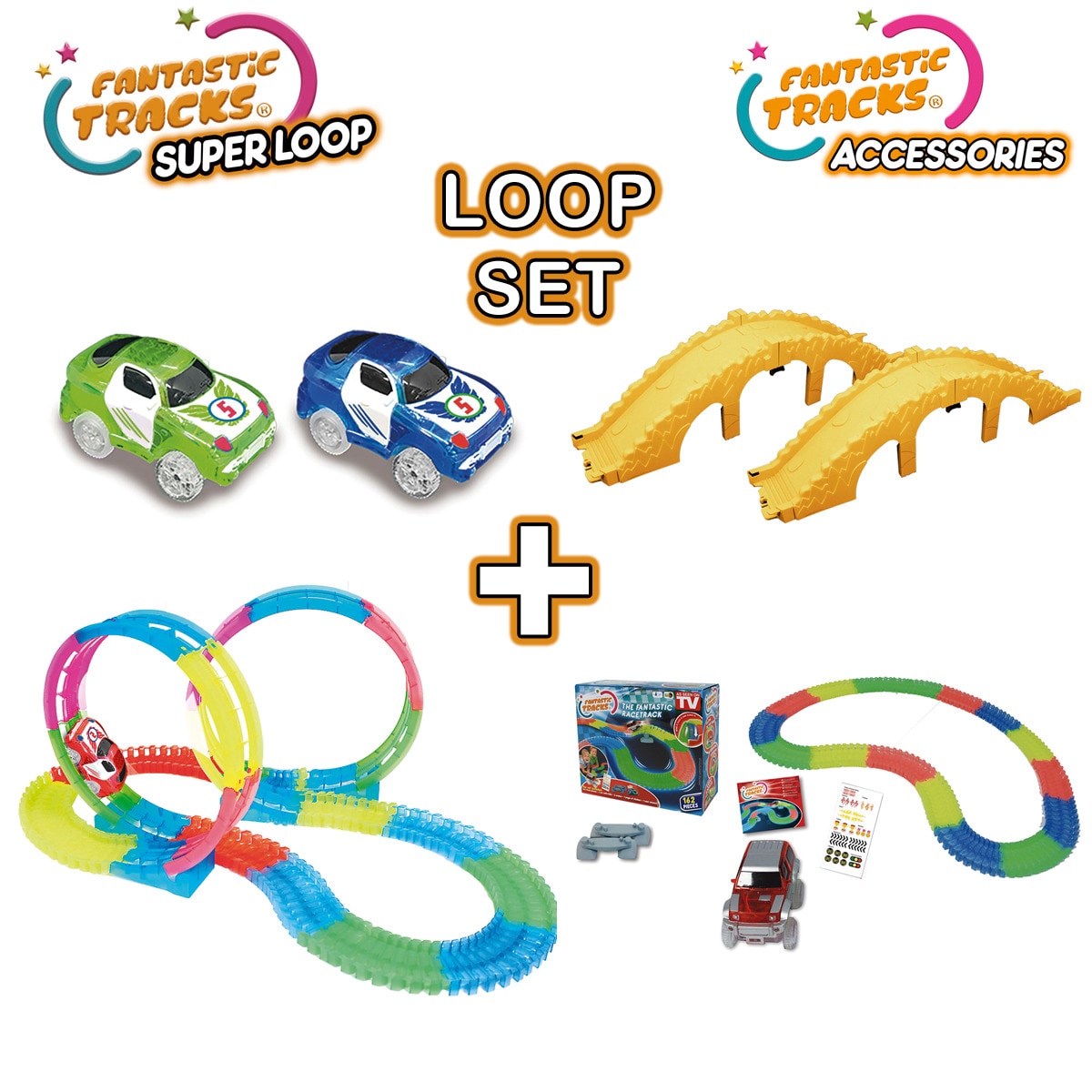 Fantastic Tracks® Autorennbahn Rennstrecke 354 Teile Fantastic Tracks Loop Set