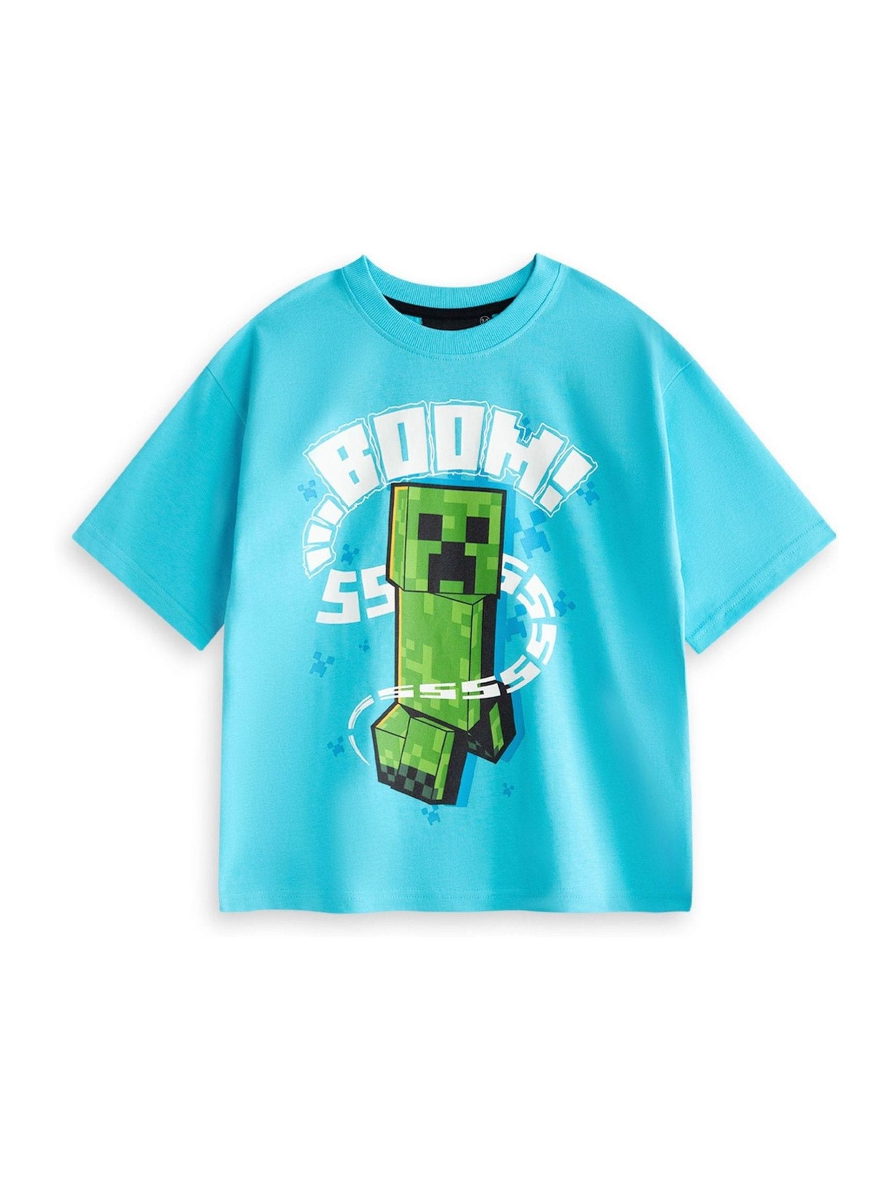 Blauw - Vanilla Underground Boys 100% Cotton Minecraft Short Sleeve Short Leg Pyjamas Set Pack of 2