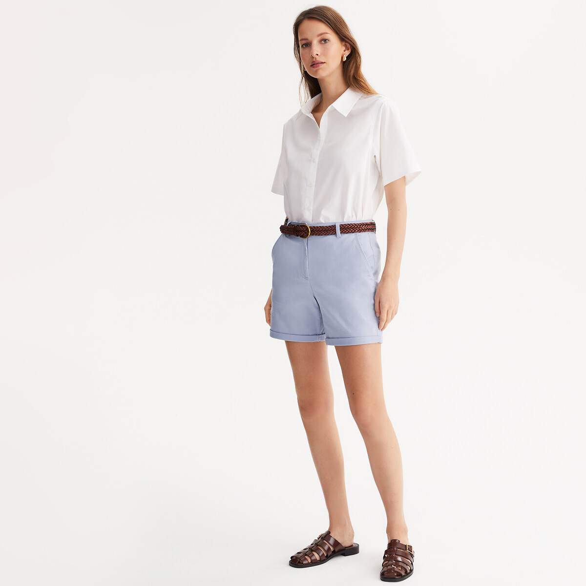 ANNE WEYBURN<br>Shorts chino, tecido de algodão elástico