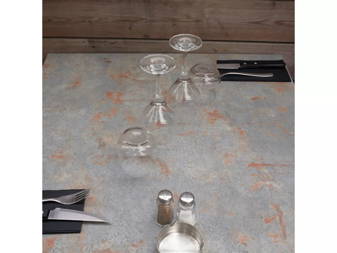 Mange-debout 60 x 60 cm - modèle Round pied blanc gris rouille
