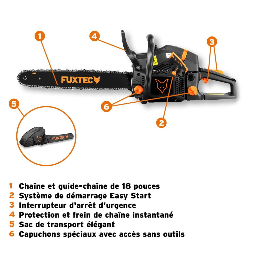 Tronçonneuse thermique - fx-ks255 - 54cm3 18 pouces black edition