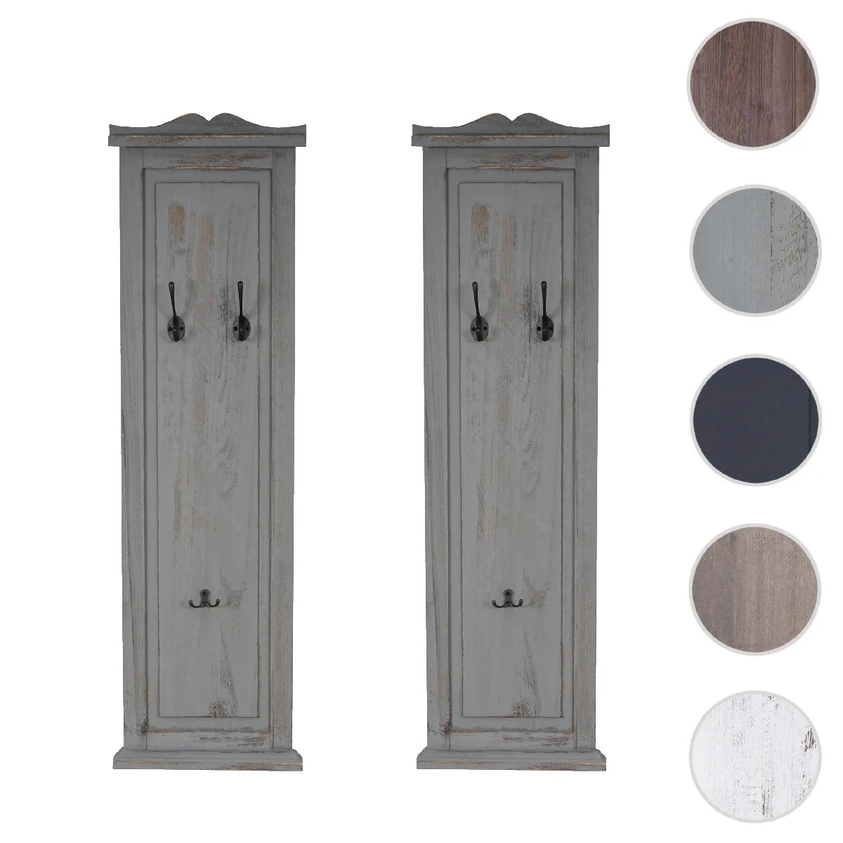 Mendler 2x patère, portemanteau - Gris shabby