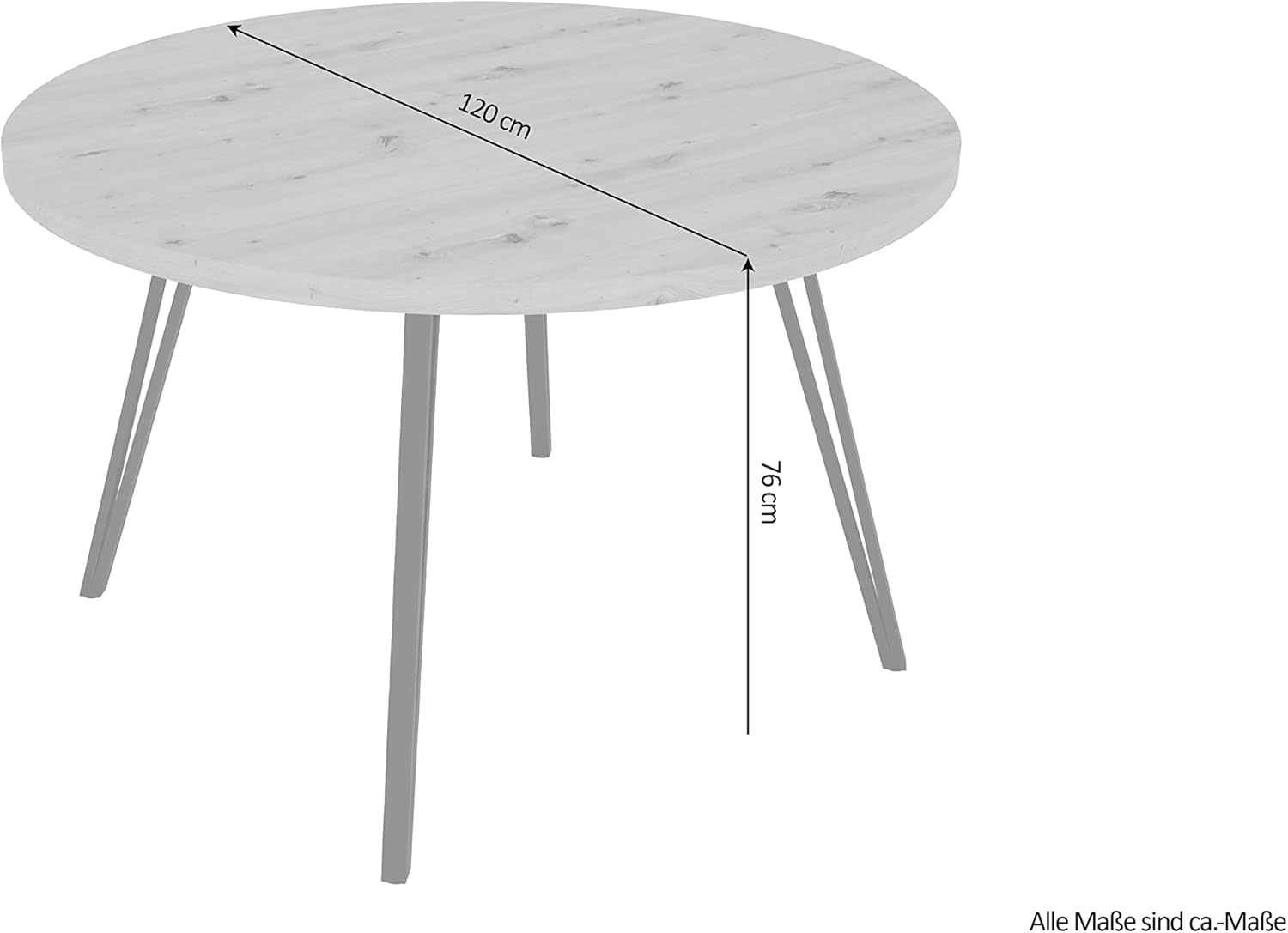 byLIVING Esstisch Marta/runde Tischplatte Artisan Eiche/Gestell Metall schwarz matt/Küchentisch für bis zu 5 Personen/D 120 cm, H 76 cm