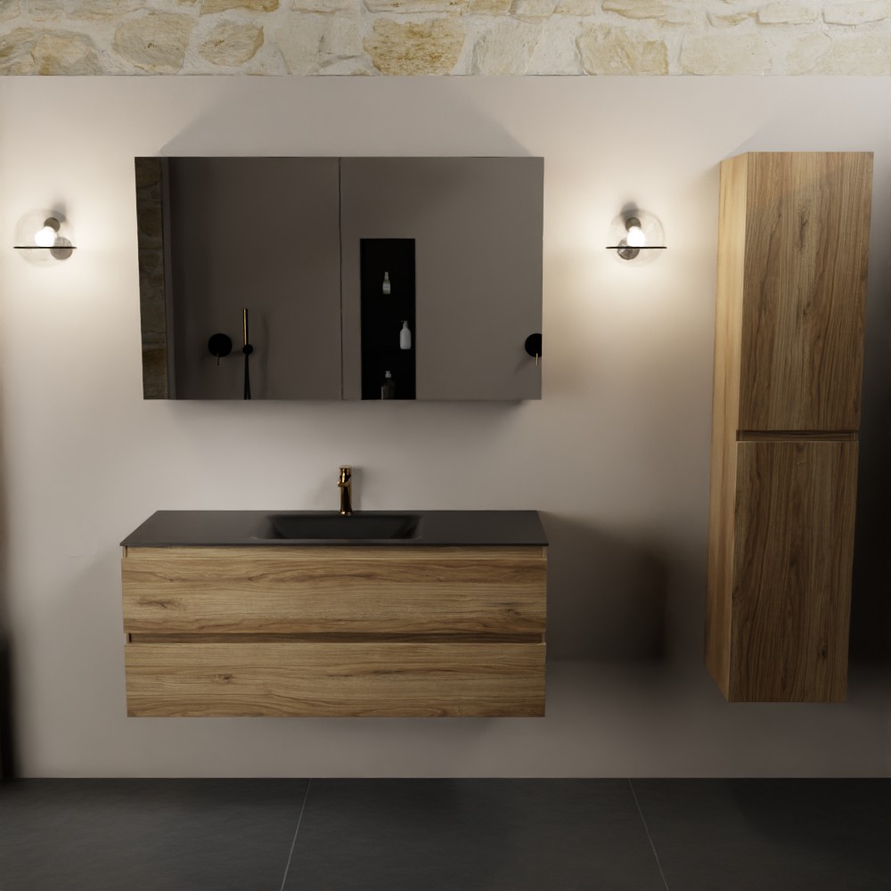 Mondiaz Aivy badmeubel 120cm chai met wastafel solid surface urban midden 1 kraangat en spiegelkast