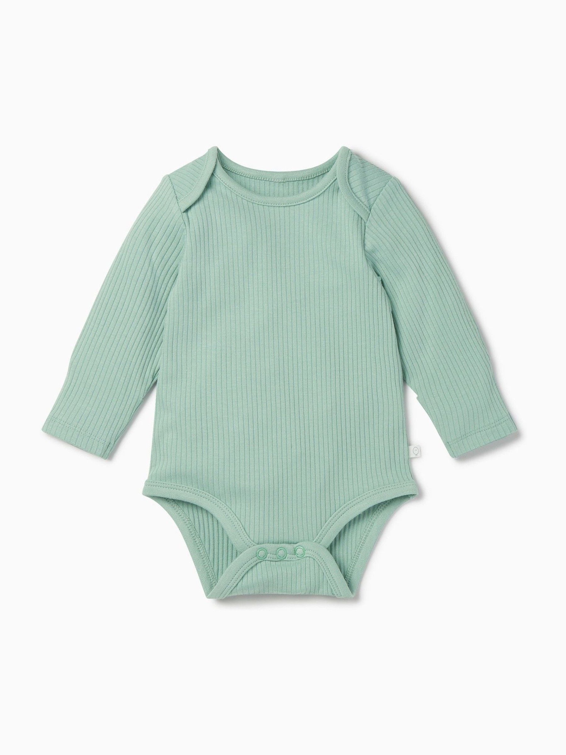 Groen - MORI Ribbed Stretch Long Sleeve Envelope Neckline Bodysuit