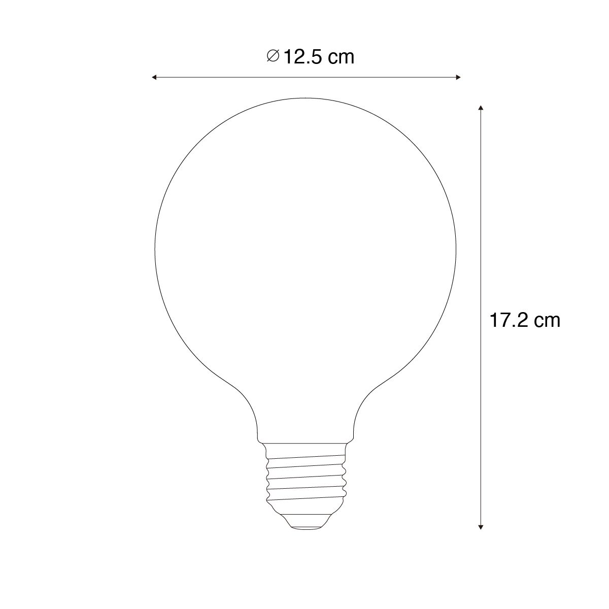 Set van 5 E27 dimbare LED lampen G125 bruin 4W 120 lm 1800K