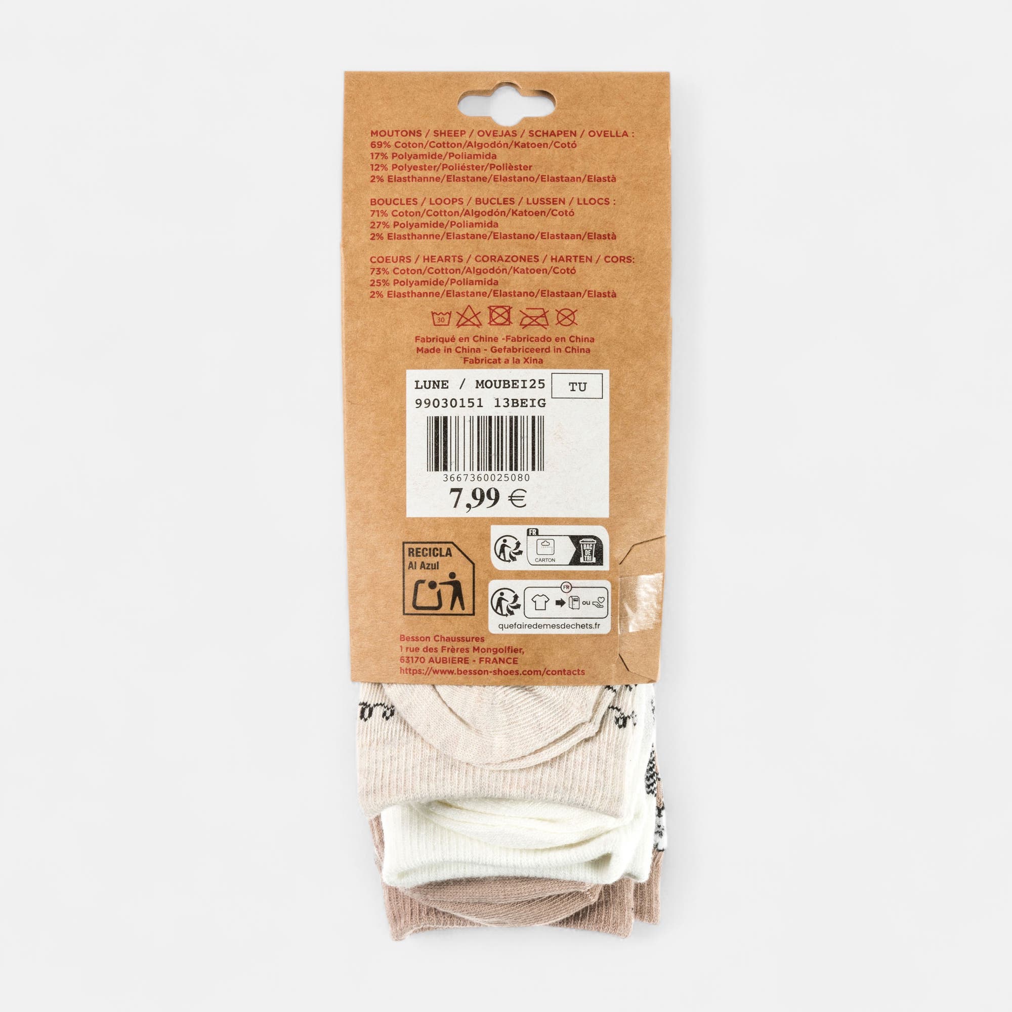 Chaussettes Femme beige