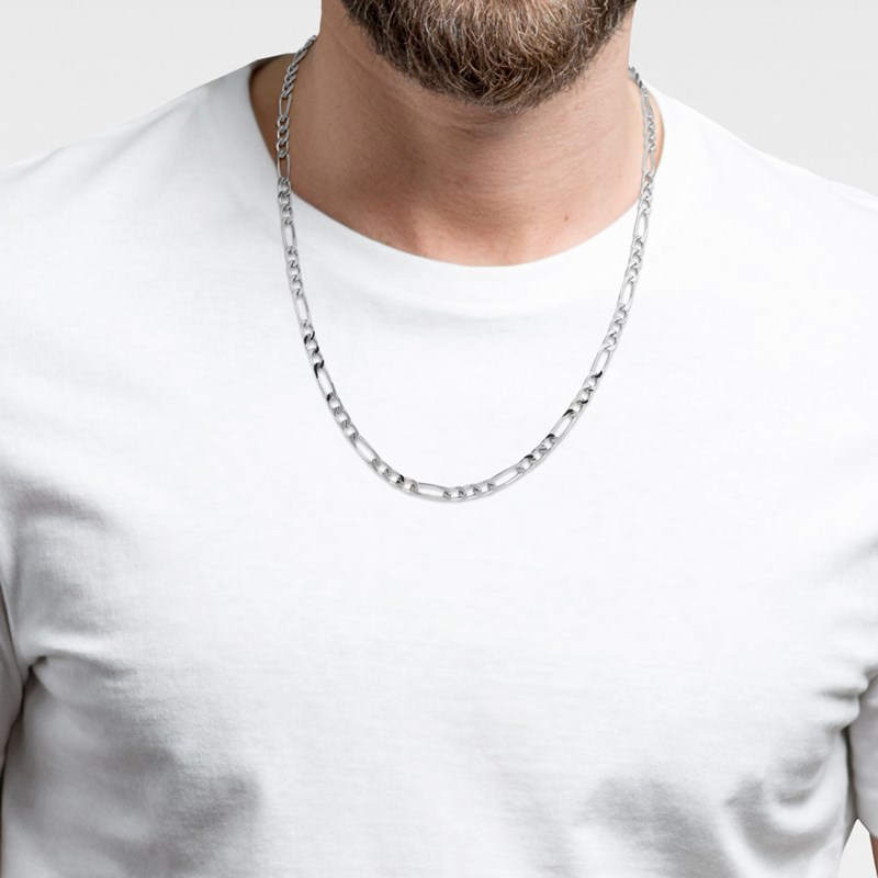 Chaine Homme - Argent 925 - Cheval alternée 1+3 - Largeur : 4 mm - Longueur : 55 cm