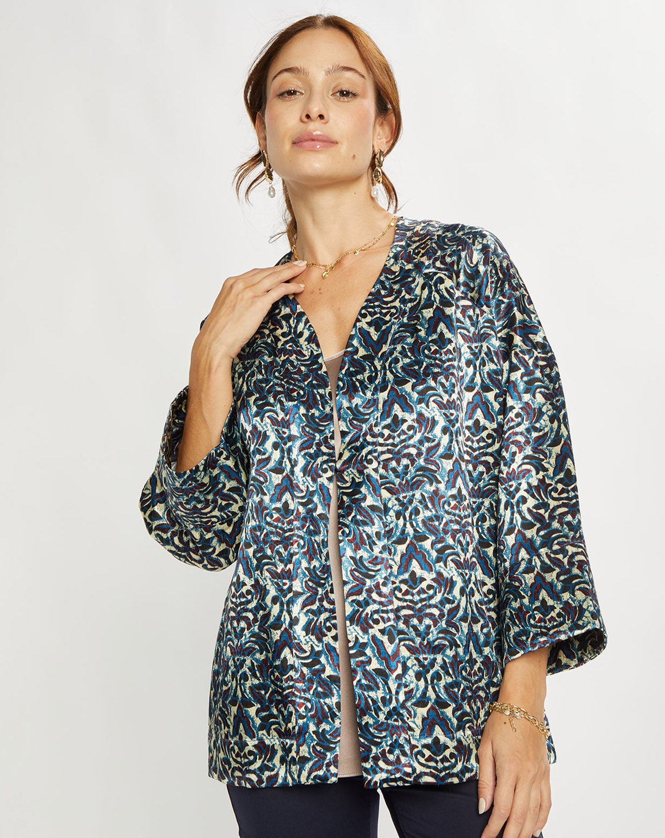 Lauren Vidal Veste Lou imprimée bleue