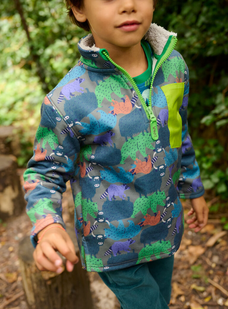 Sweat vert de gris à imprimé animalier pour garçon
