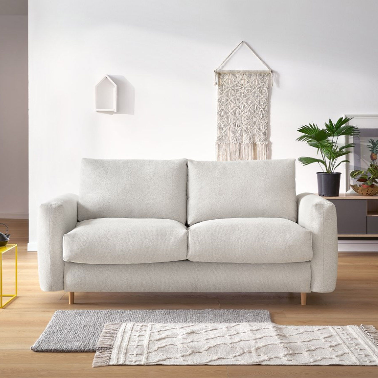 Bobochic Canapé convertible cocoone express beige - 220x105x98 cm