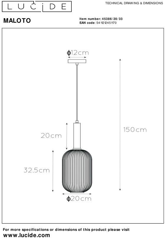 Lucide Maloto Hanglamp