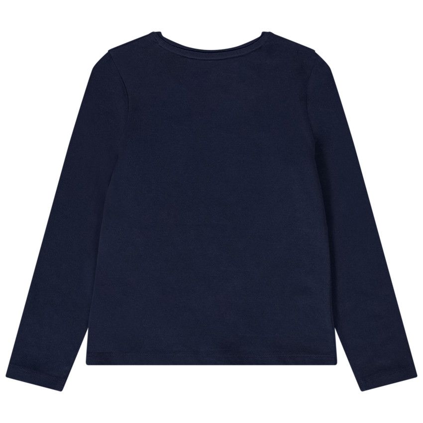 T-shirt manches longues print fantaisie pour fille - Bleu marine