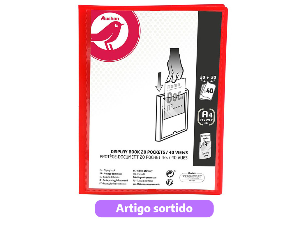 PORTFÓLIO AUCHAN A4 20 20 BOLSAS CORES SORTIDAS