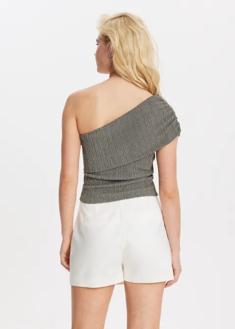 One shoulder top met structuur antraciet (ANTRA)