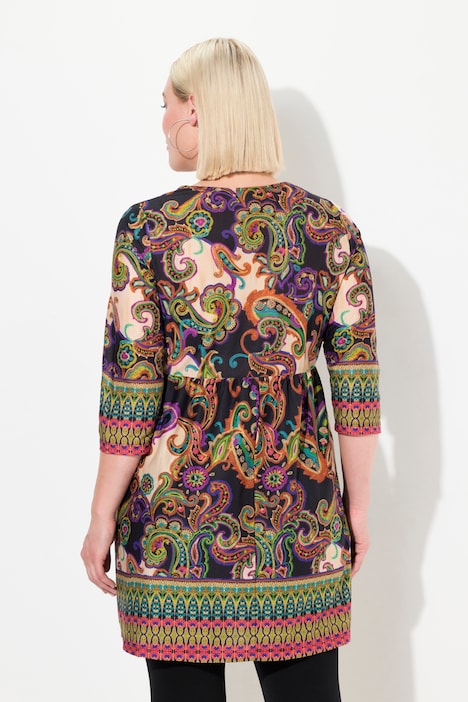 Longshirt, CottonTouch, Alloverdruck, Bordüren