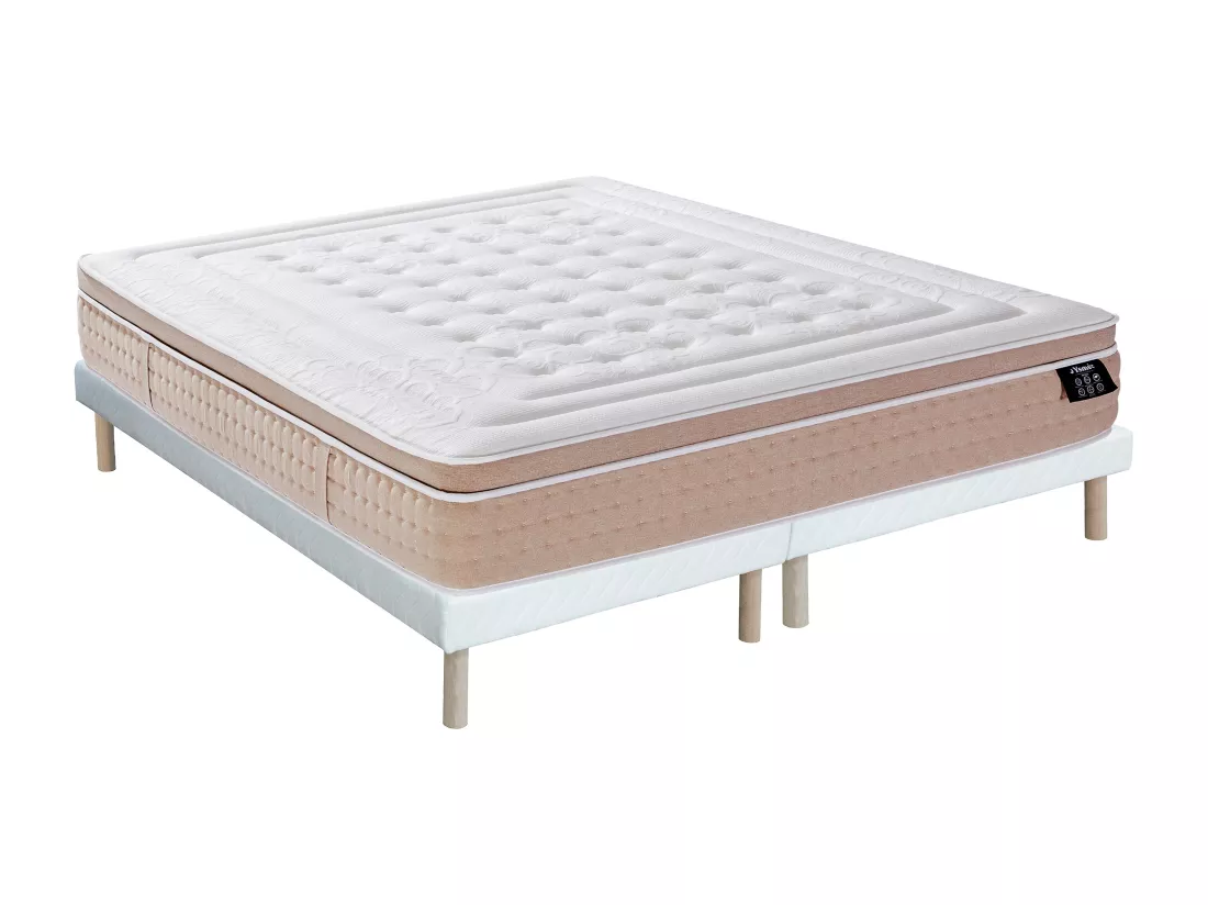 Ensemble 180 x 200 cm sommier tapissier + matelas hybride ressorts ensachés 7 zones et gel à mémoire de forme rafraichissant ép.30cm - NAZILI de YSMÉE