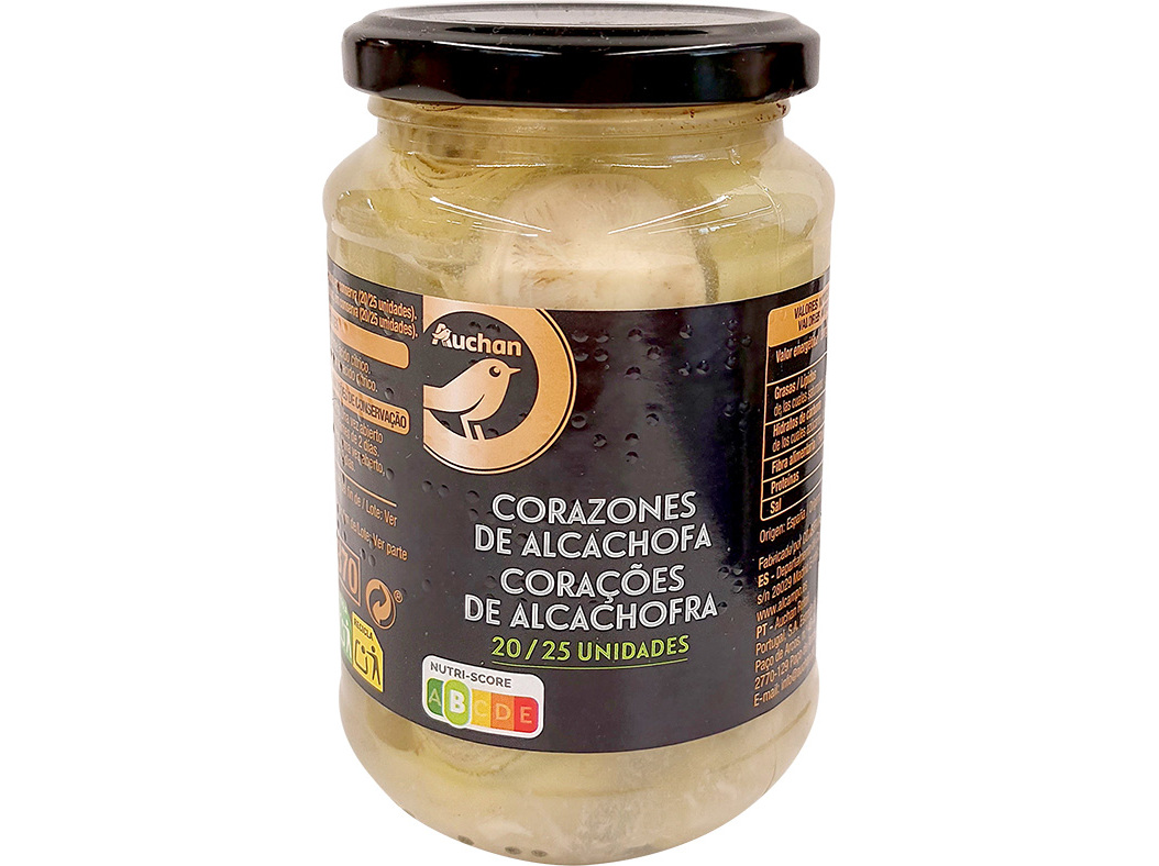 ALCACHOFRA AUCHAN GOURMET CORAÇÕES 20/25UN 330G (210G)