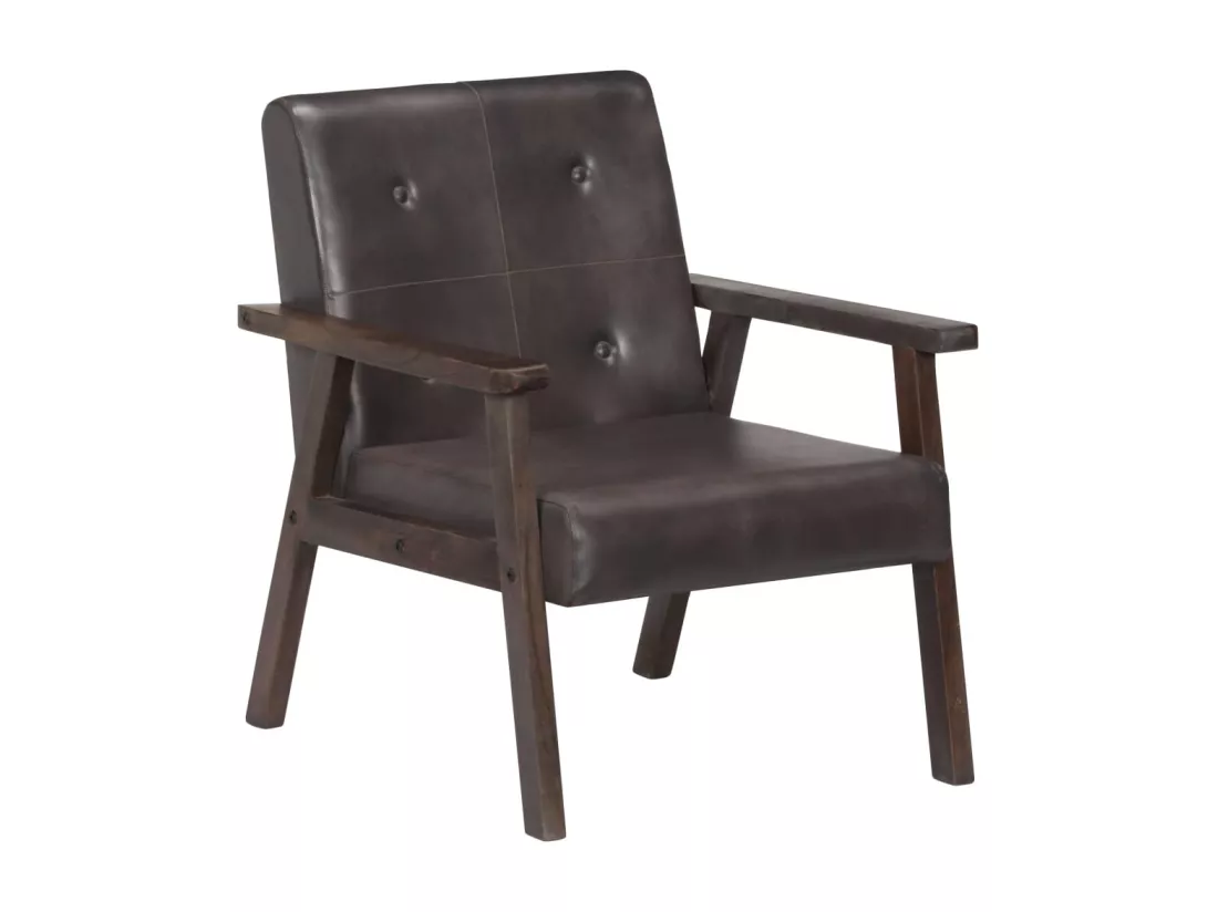 Fauteuil gris cuir véritable