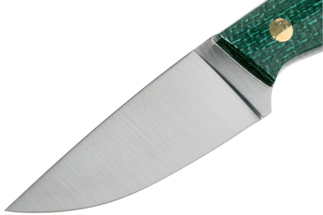 Brisa Bobtail 80 green micarta handle, 12C27, lederen sheath 9958