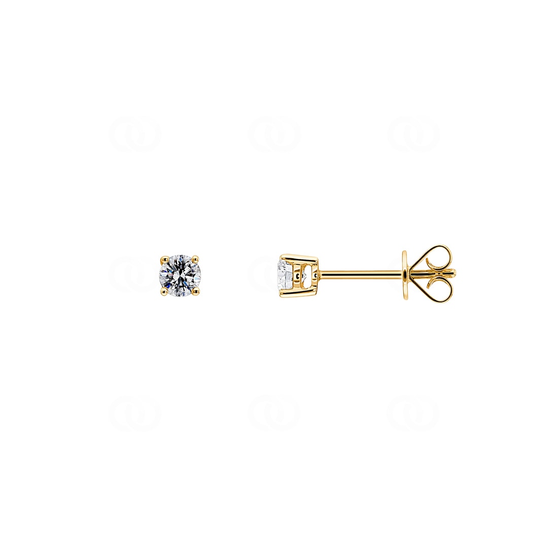 0.40 Karat Solitär Diamantohrstecker 750/18 K Gelbgold in 4-Griff