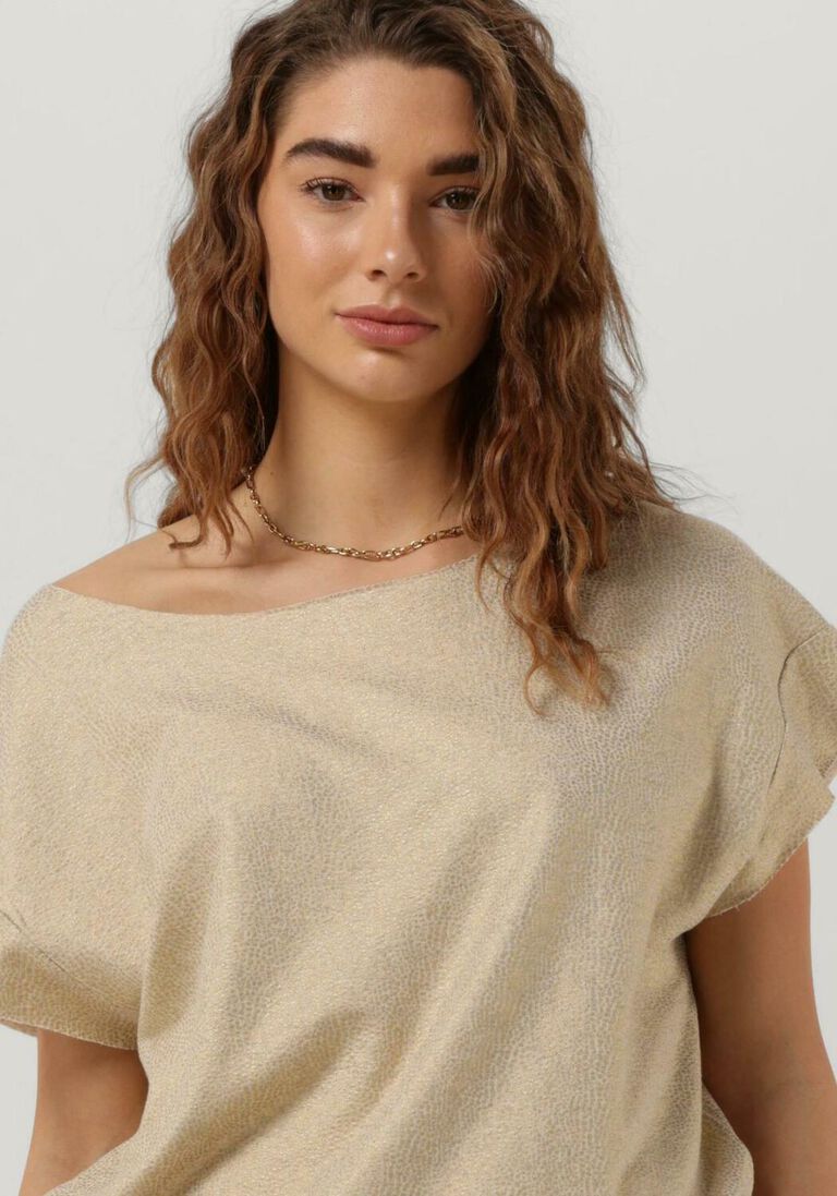 10DAYS beige 10days top short sleeve sweater foil