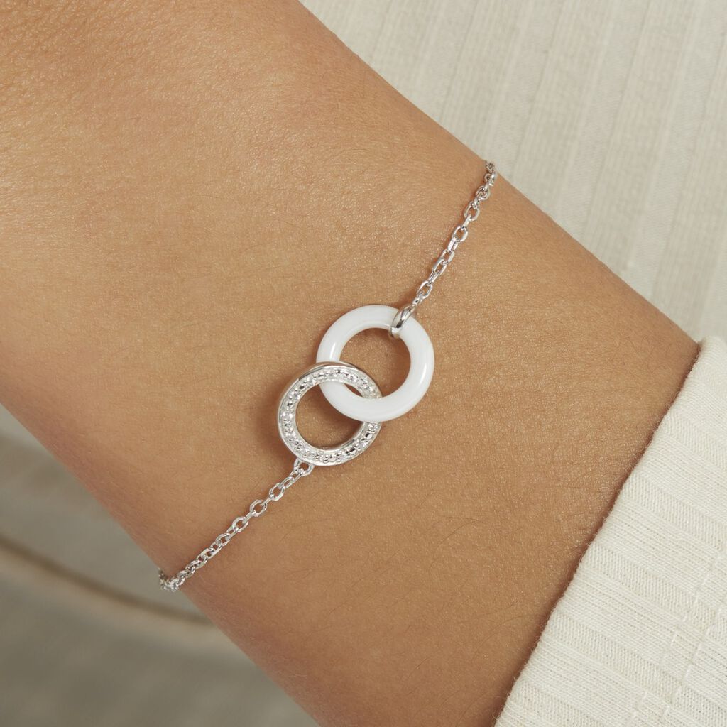 Bracelet Dina Argent Blanc Céramique Et Oxyde De Zirconium