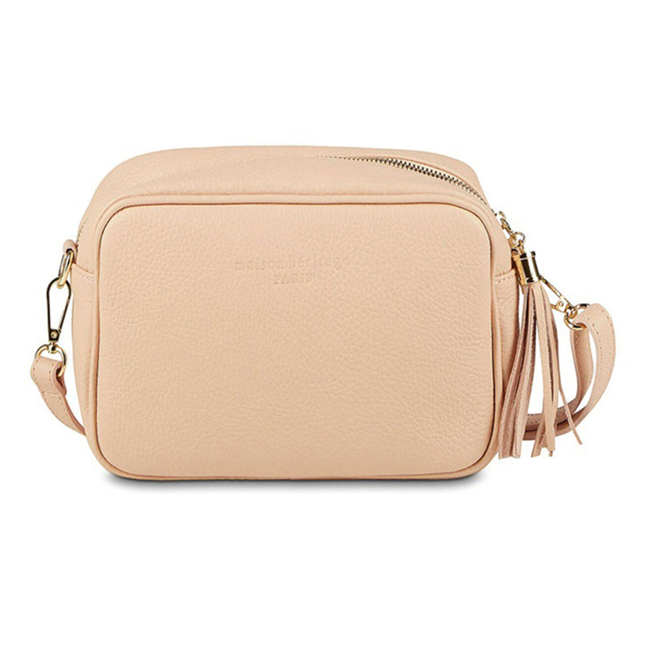 Maison Héritage Sac bandoulière en Cuir Lisse Gaby rose clair - 22x8.5x16 cm