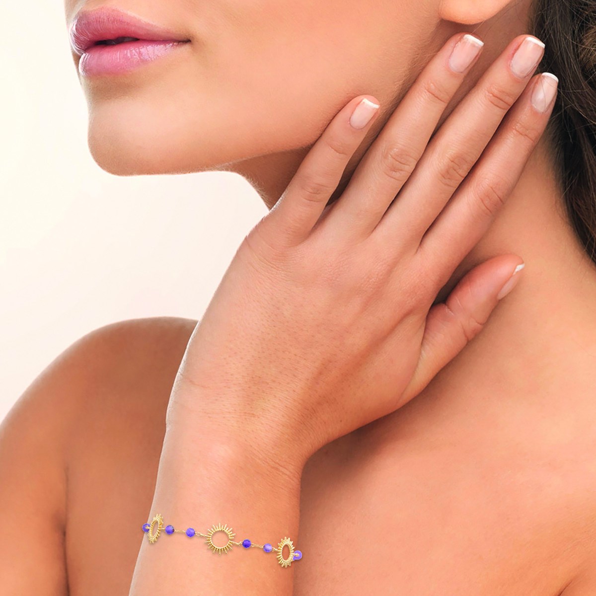 Bracelet Brillaxis soleil et améthyste 19cm