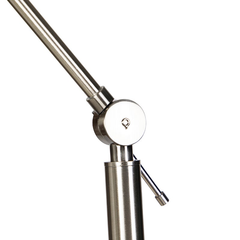 QAZQA - Moderne vloerlamp | Staande lamp | Vloerlamp | Lamp | Lamp van staal | Zilver | Mat nikkel, verstelbaar - Editor | Woonkamer | Slaapkamer - Staal, langwerpig - LED-compatibel, E27
