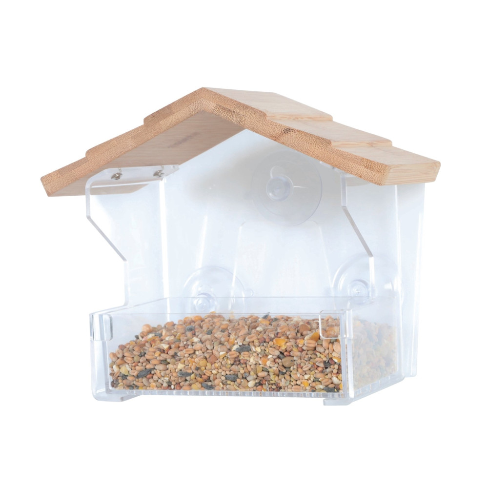 Mangeoire de fenêtre bamboo s, 20 x 11x 17 cm pour oiseaux