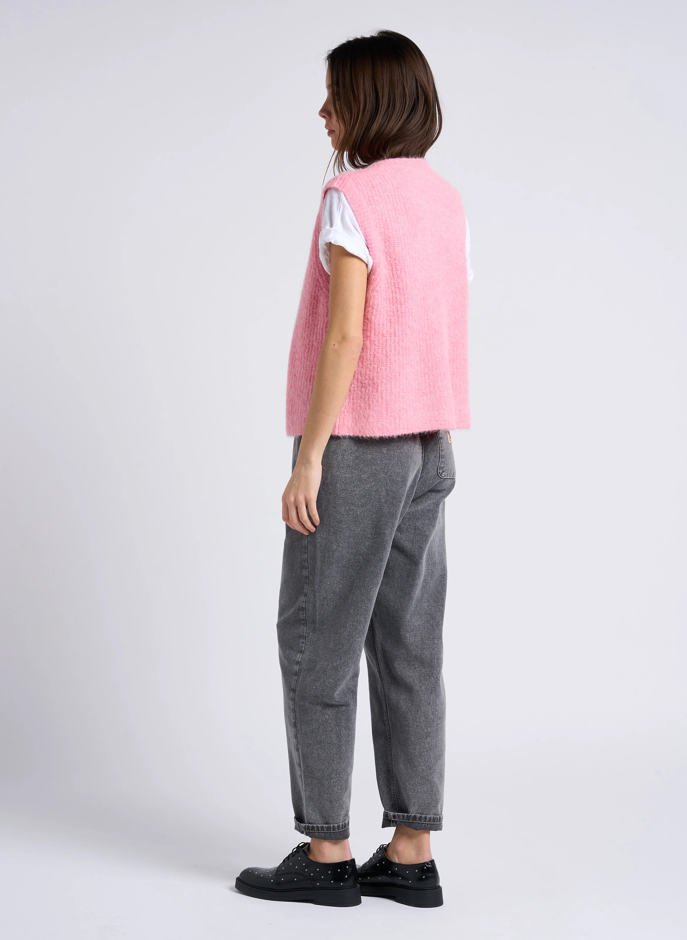 JAZY - Jean droit taille haute en coton | Gris