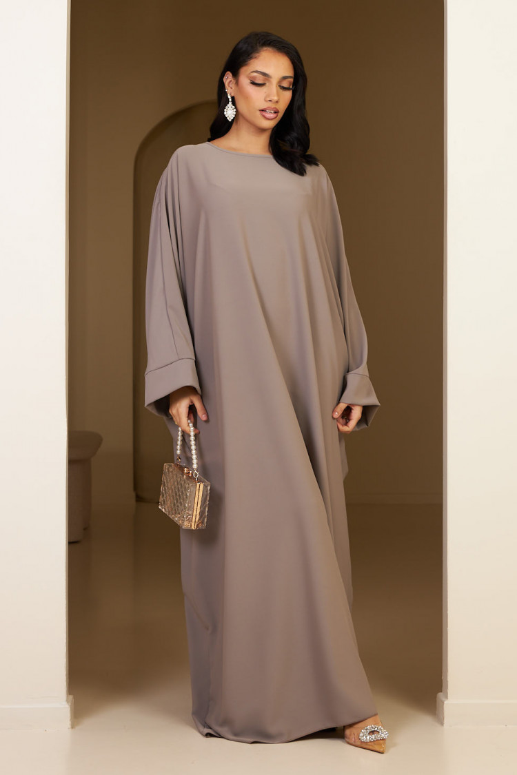 Abaya grise satinée uni