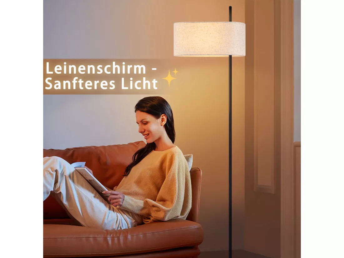 NETTLIFE Lampadaire salon lampadaire vintage 154cm noir E27 lampadaires avec interrupteur au pied