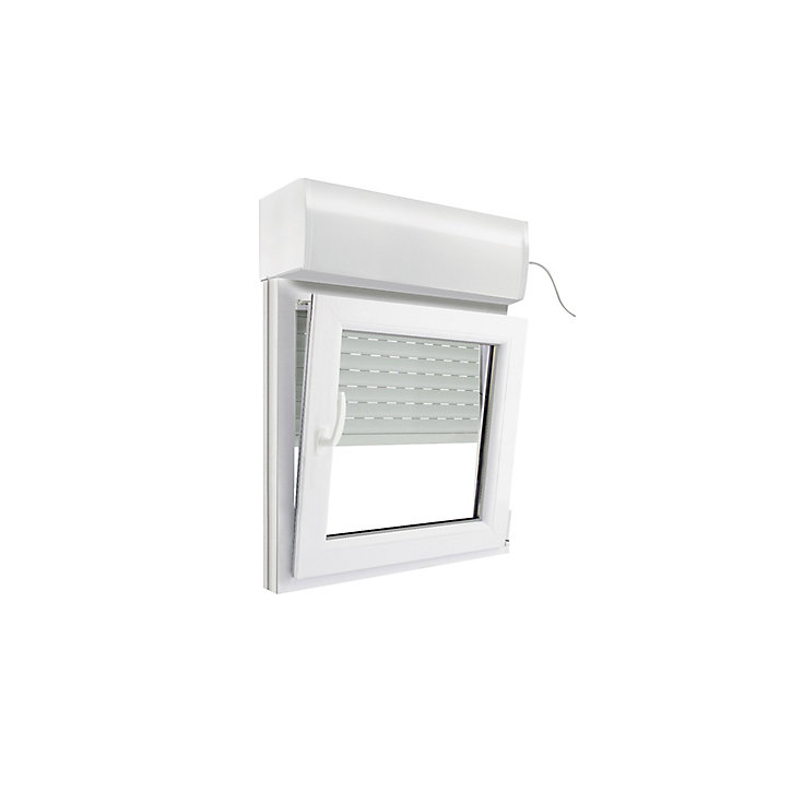 Fenêtre PVC 1 vantail oscillo-battant + volet roulant électrique GoodHome blanc - l.40 x h.45 cm, tirant droit