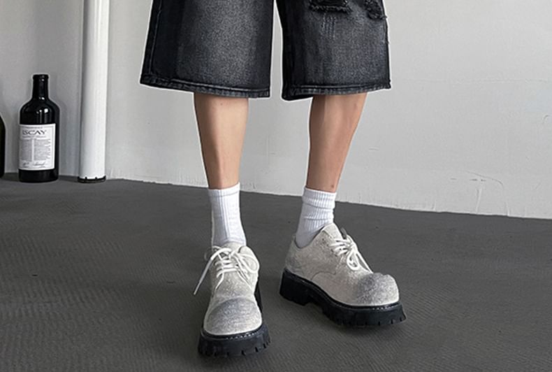 AXEN - Mid Rise Distressed Washed Capri Loose Fit Jorts