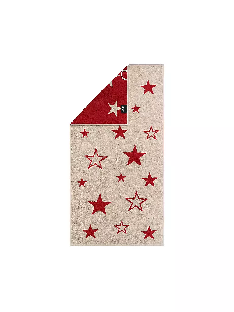CAWÖ Handtuch EDITION STERNE 50x100cm Natur-Rot dunkelrot