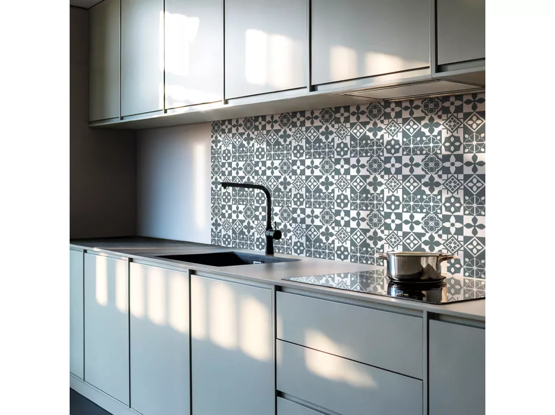 Carreaux autocollants PVC, Carrelage PVC adhésif - 20x20x20 - Motifs géométriques dans les carreaux