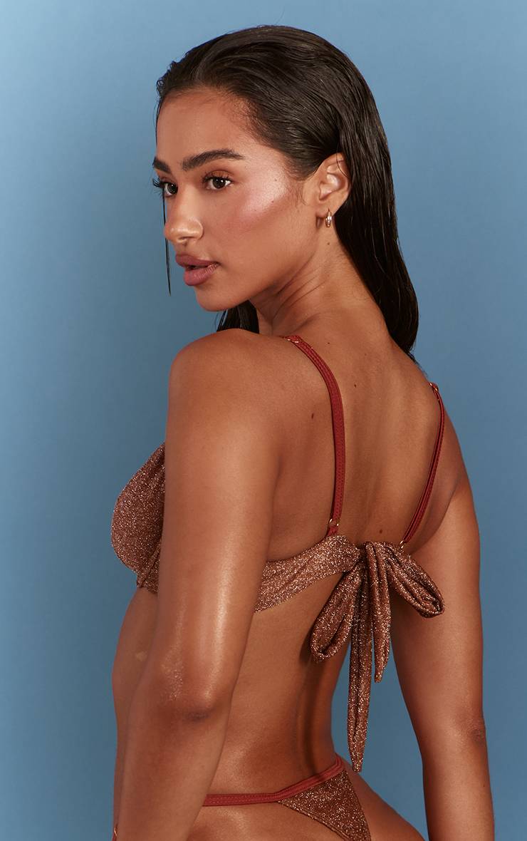 Bronze Bas De Bikini Tanga Lurex