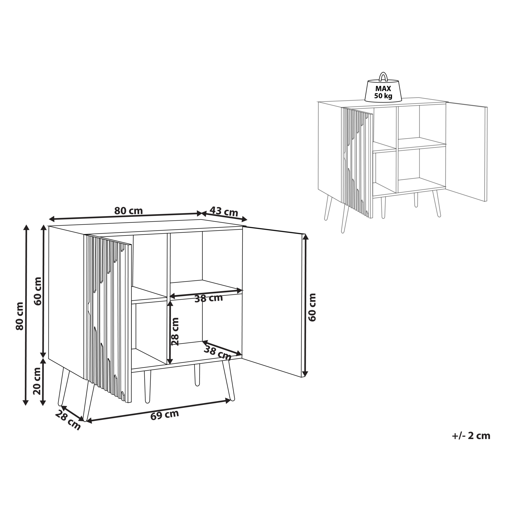 Beliani - DALCROSS - Dressoir - Lichte houtkleur - MDF
