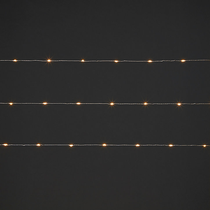 Guirlande lumineuse LED intérieure blanc chaud câble argenté 8 m