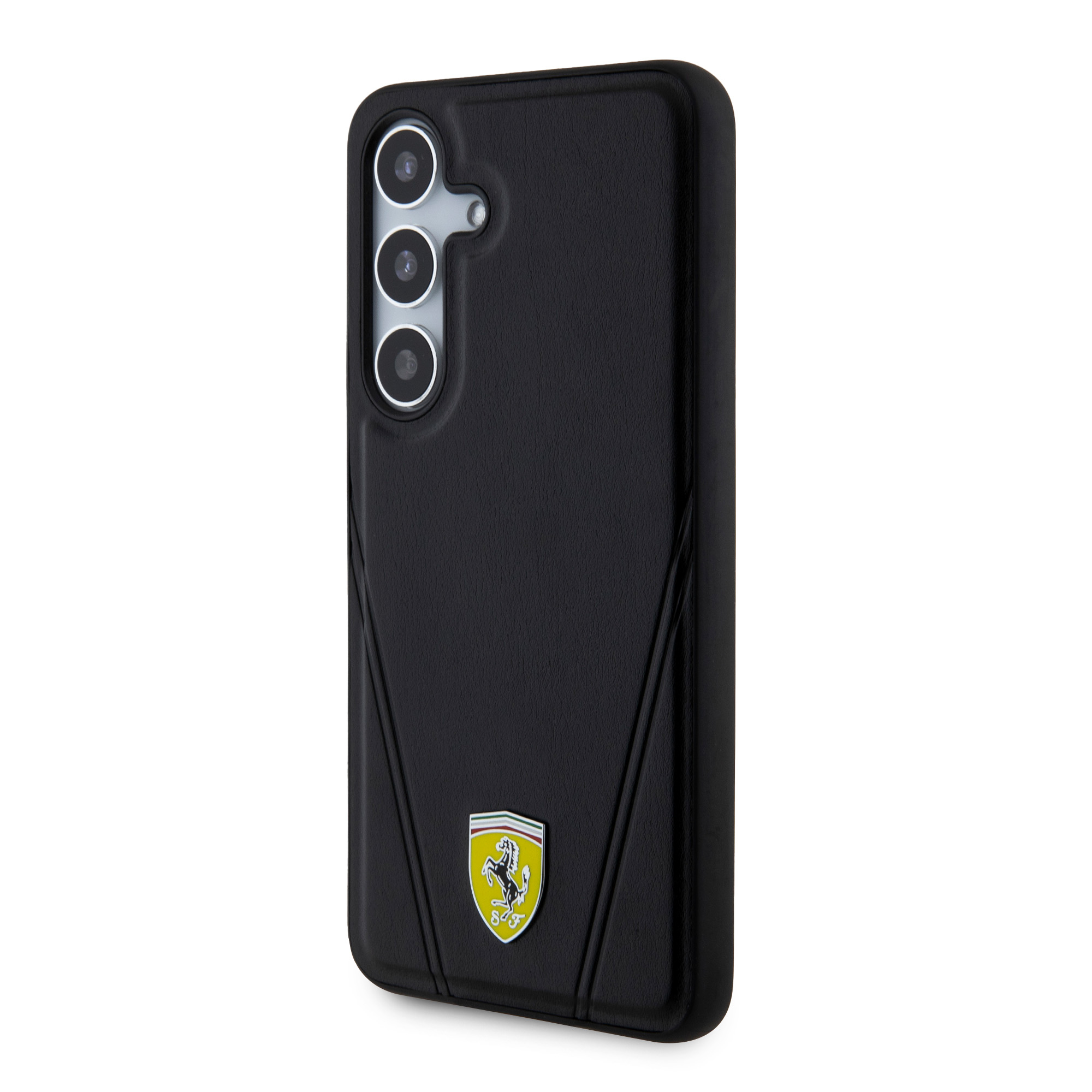 Samsung Galaxy S24  Plus Leder Hardcase Hülle Hot Stamp V Lines MagSafe-Modul (FEHMS24MP3BAK) - Schwarz