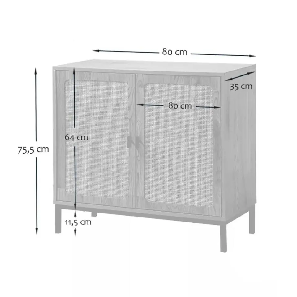 CALICOSY - Dressoir JAYA - Licht hout - 75x80x35 cm