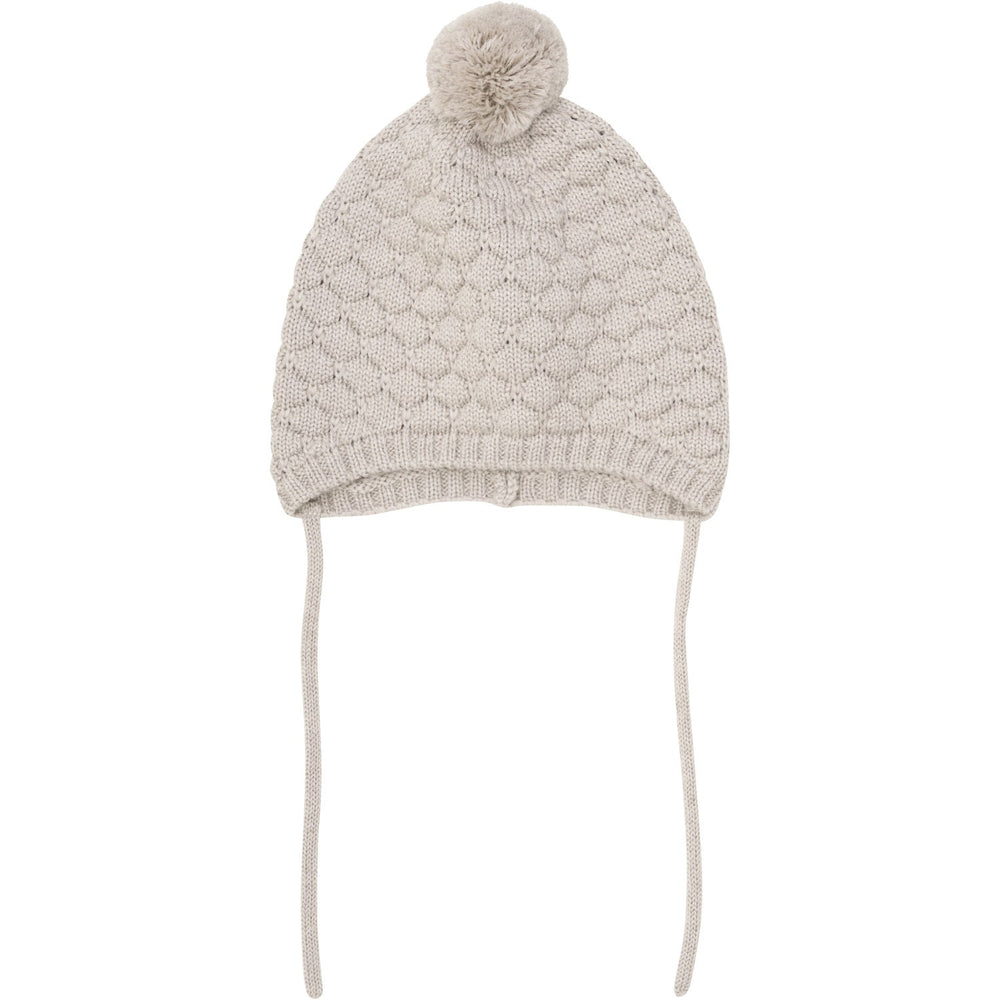 Køb Huttelihut Sand Melange Bonnet Uld Strik Pompom